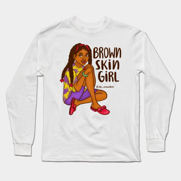 Brown skin girl Long Sleeve T-Shirt by @isedrawing